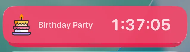 The Lock Screen Live Activity showing a ticking countdown