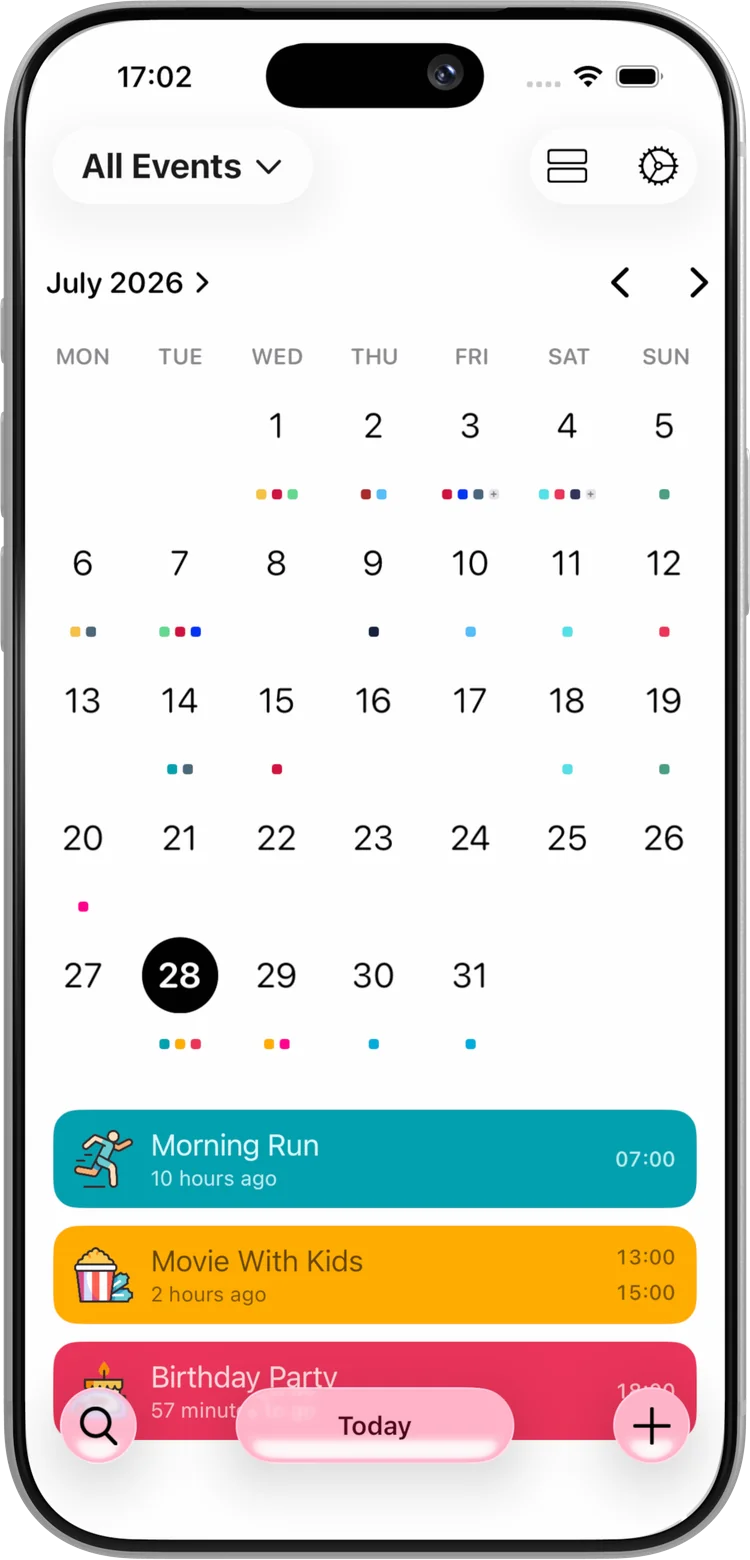 The new Calendar View showing a month of events at a glance